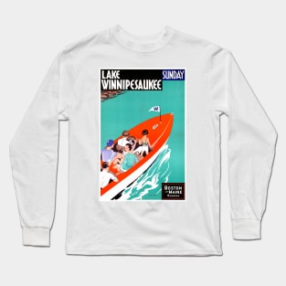 Vintage Travel Poster USA Lake Winnipesaukee Long Sleeve T-Shirt